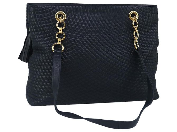 BALLY Bolsa de Ombro de Couro Matelassada com Corrente Navy Auth ti2299 Azul marinho