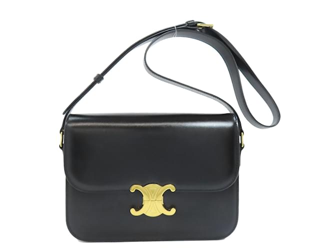 ショルダーバッグ・ポシェット CELINE  Teen triomphe leather shoulder bag Celine Shoulder Bag Teen Triomphe Small Shiny Calfskin Black