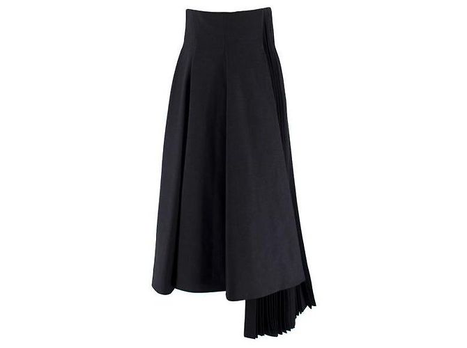 Christian Dior Saia assimétrica plissada azul marinho Dior