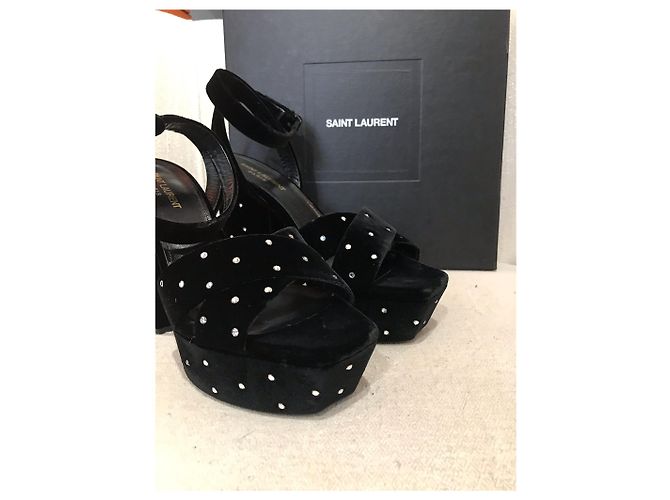 SAINT LAURENT Sandali T.EU 40 Velluto Nero
