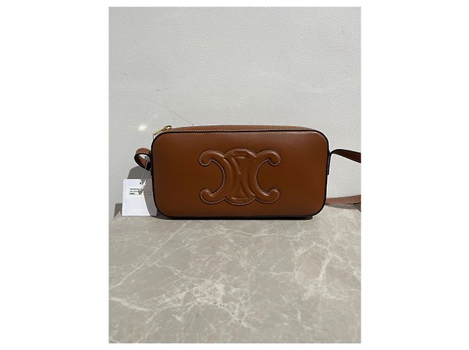 Triomphe Céline Bolsas CELINE T. Couro Marrom