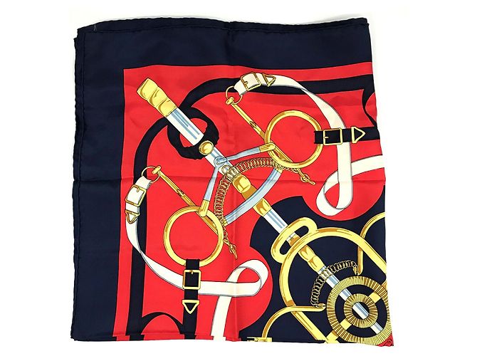Hermès Bufanda de seda Hermes Eperon dor rojo Roja