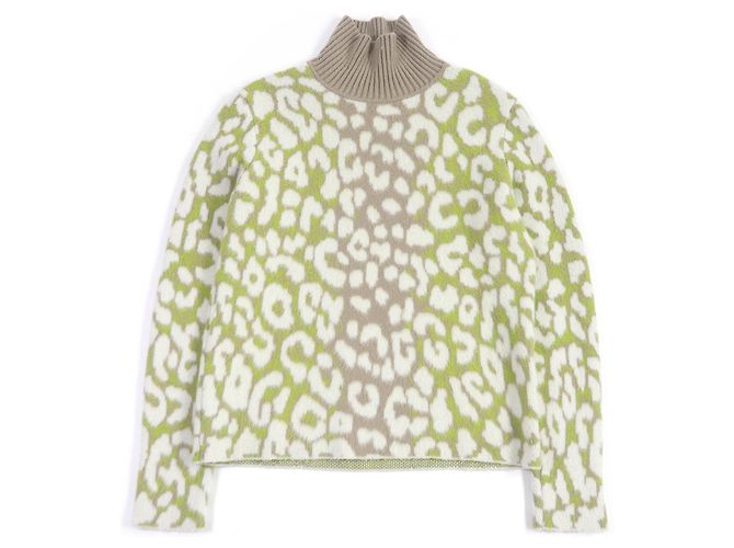 Maglione in cashmere a collo alto leopardato Dior M Beige
