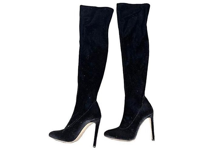 Giuseppe Zanotti Glitzer Overknee Stiefel Schwarz