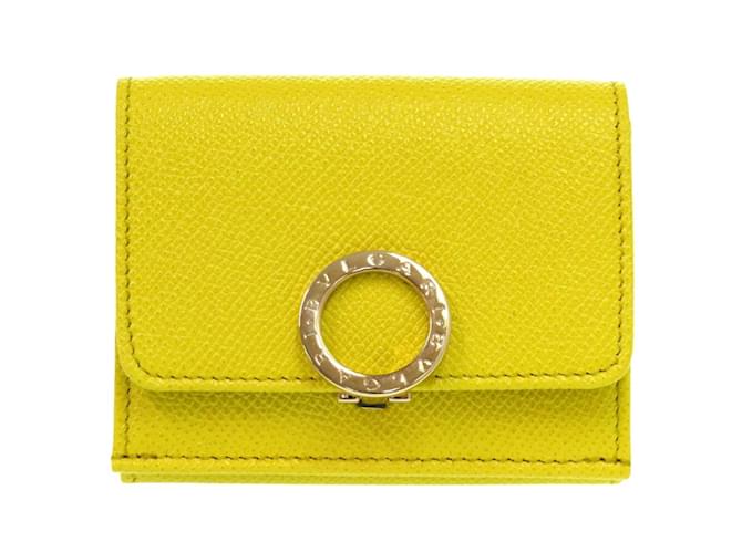 Bulgari Cartera plegable de cuero amarillo Bvlgari