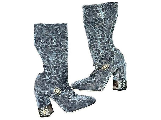 Botas joya Dolce & Gabbana estampado leopardo piel gris 40