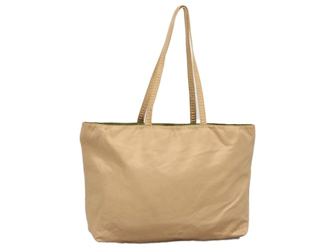 PRADA Tote Bag Satin Gold Tone Gold Auth bs19851 Golden