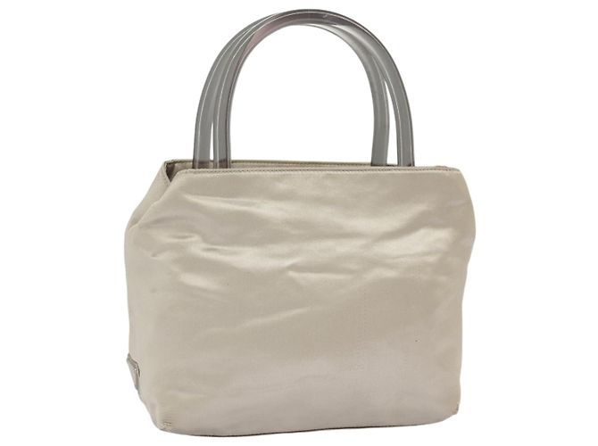 PRADA Borsa Tote Satin plastica Argento Argento Auth bs19572