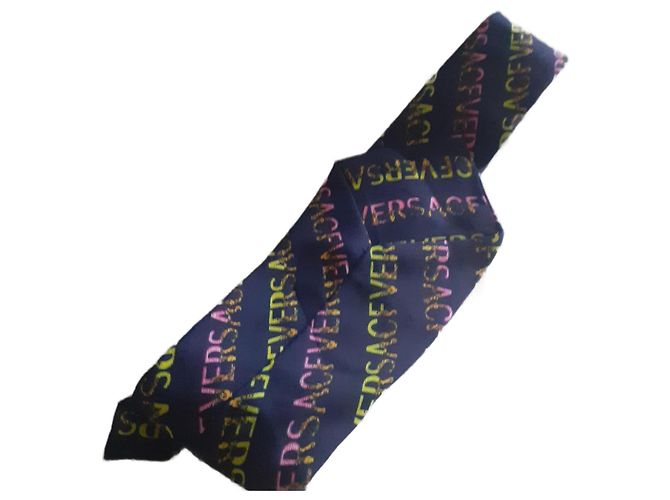 Cravatta Versace in seta blu navy