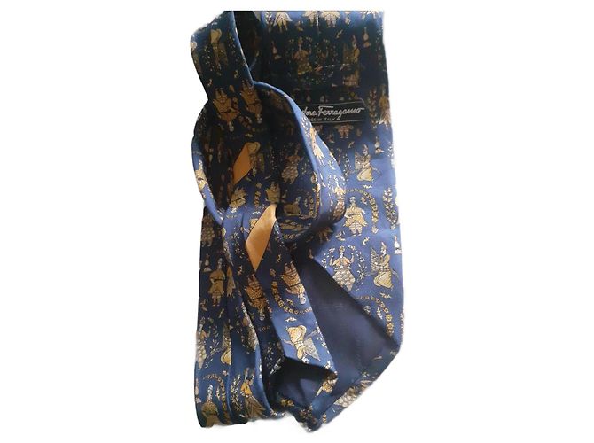 Salvatore Ferragamo Silk Tie Navy Blue