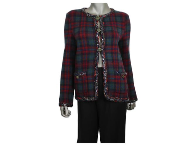 Chanel Kaschmirjacke Karomuster Mehrfarben
