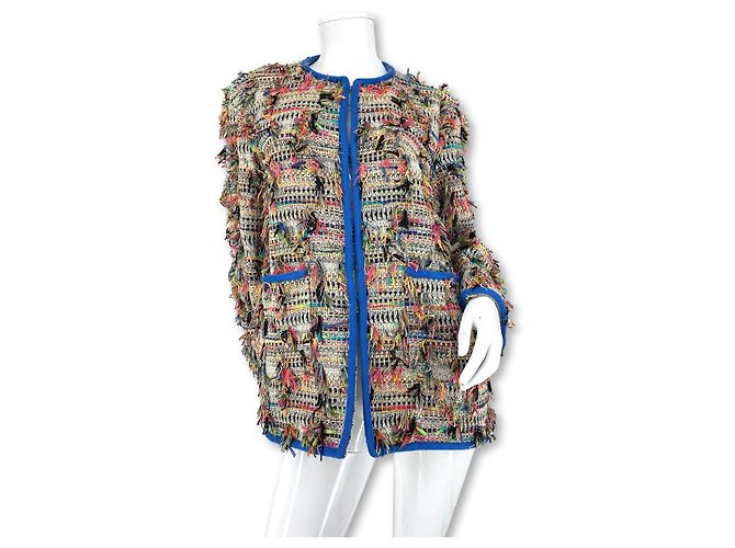 Chanel Mehrfarbige Tweedjacke SS2017 Pink Blau Mehrfarben Grün Orange