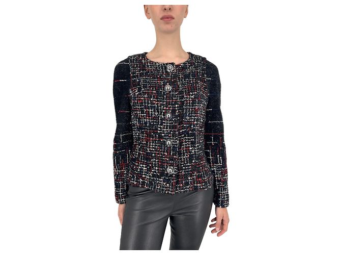 Chanel Giacca Space Rocket FW2017 Nero Bianco Rosso Blu Blu scuro