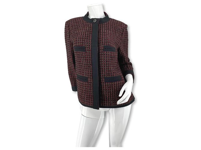 Chanel FW2015 Tweedjacke Rot Grün Bordeaux