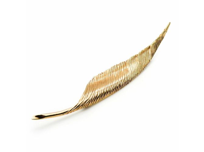 Broche con motivo de pluma dorada Christian Dior Dorado