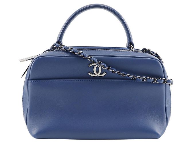 Bolsa de mão bowling Trendy da Chanel 2WAY Azul