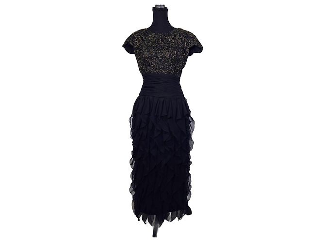 Pronovias maxi abito nero da sera D'oro