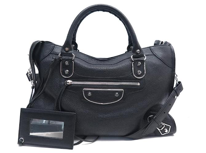 NINE BALENCIAGA CLASSIC METALLIC EDGE CITY 505984 BLACK LEATHER BAG  ref.1843936