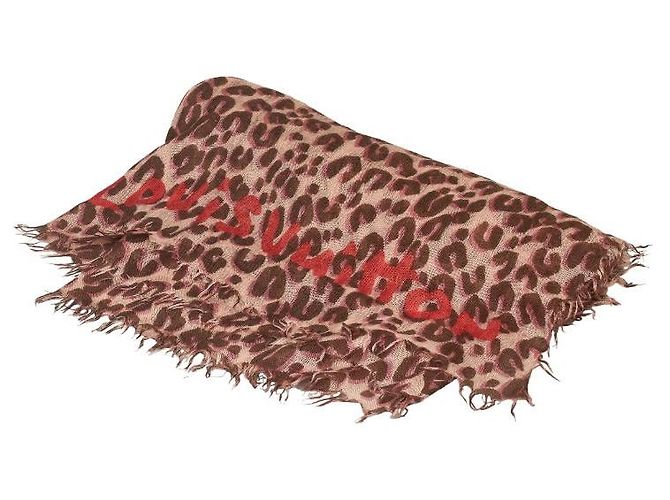 Cachecol Logo Leopardo Louis Vuitton Rosa
