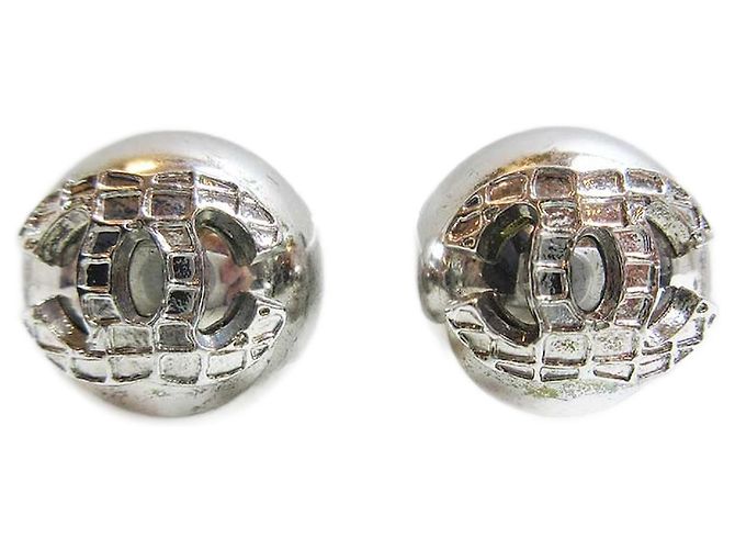 Chanel Silberohrringe Coco Mark Metallisch 