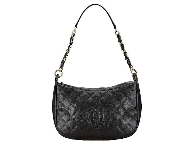 Chanel Caviar Skin Matelasse Coco Mark Chain Shoulder Bag Black Leather  ref.1844576