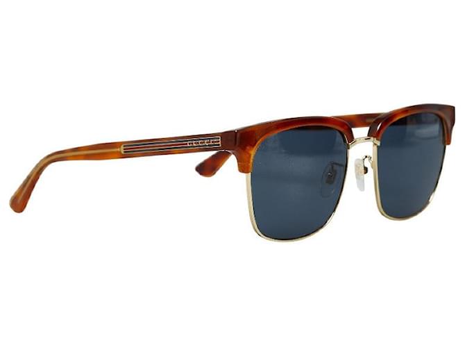 Óculos de sol de plástico Gucci marrom azul  ref.1844971