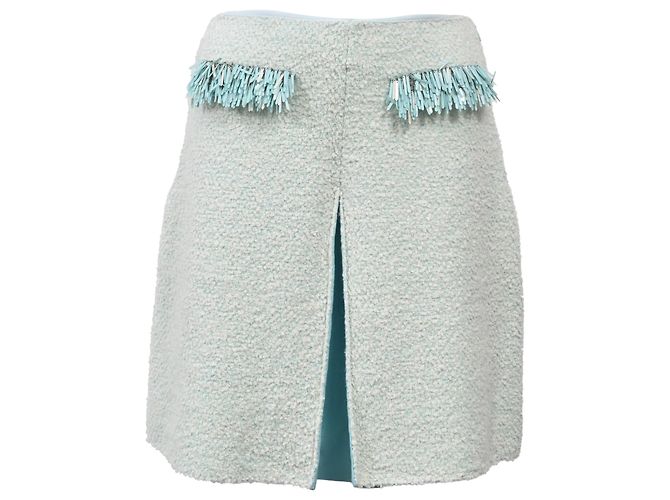 Falda mini con flecos Lanvin en algodón azul claro