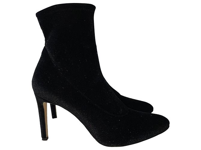 Botas ankle Celeste Giuseppe Zanotti em veludo preto com glitter