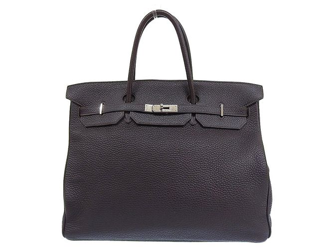Hermès Hermes Birkin 40 Handbag Dark Brown Leather