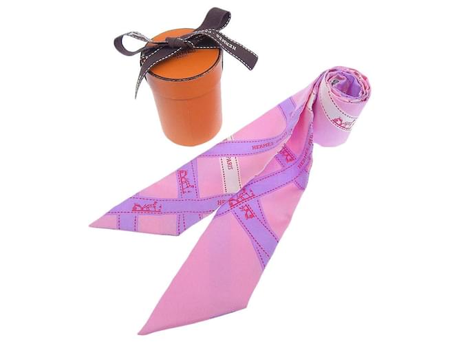 Hermès Hermes Silk Twilly Scarf Pink  ref.1845670