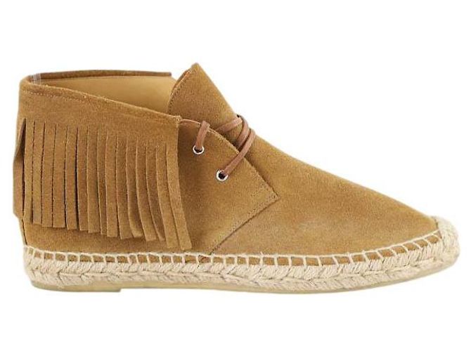 Saint Laurent Chaussures à lacets en daim marron
