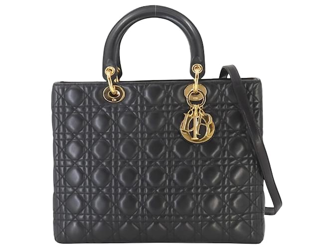 Dior Lady Dior Black Leather  ref.1846955