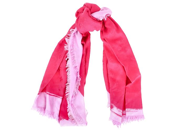 Louis Vuitton Tonal Monogram Scarf in Pink Silk-Wool Blend  ref.1847205