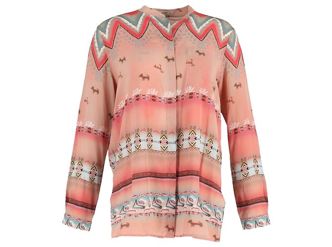 Etro Printed Long Sleeve Blouse in Multicolor Cotton Multiple colors