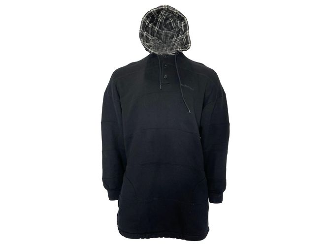 Balenciaga Karierter Kapuzenpullover aus schwarzer Baumwolle