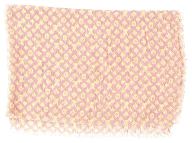 Louis Vuitton Monogram Logo Scarf in Pink Wool-Silk Blend  ref.1847233