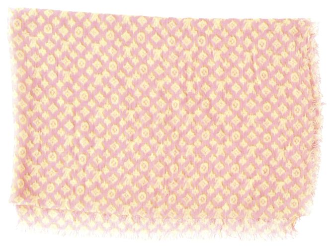 Sciarpa in misto lana e seta rosa con logo Monogram Louis Vuitton