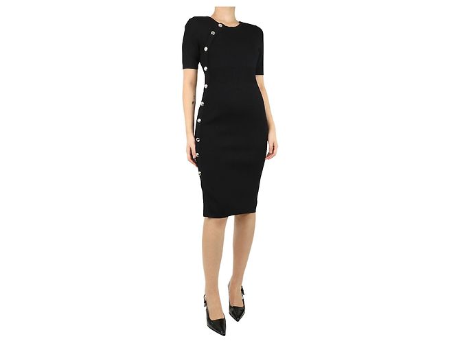 Altuzarra Black buttoned side midi fitted dress - size M