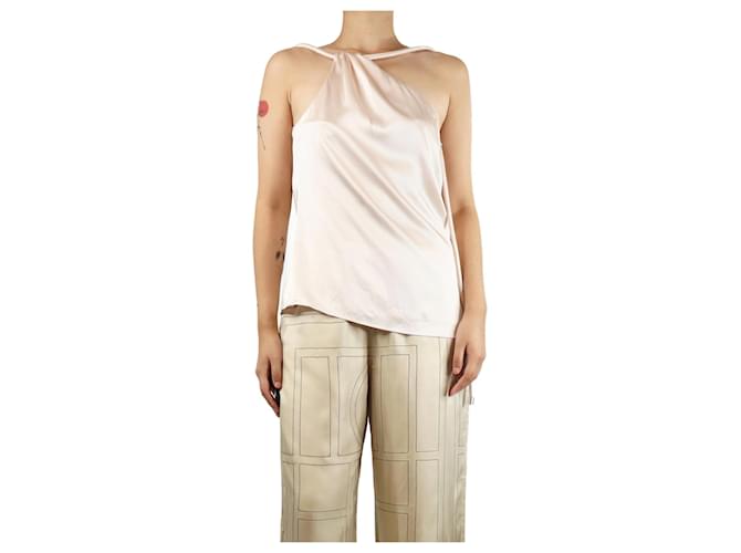 Autre Marque Light pink silk one-shoulder top - size L  ref.1847307