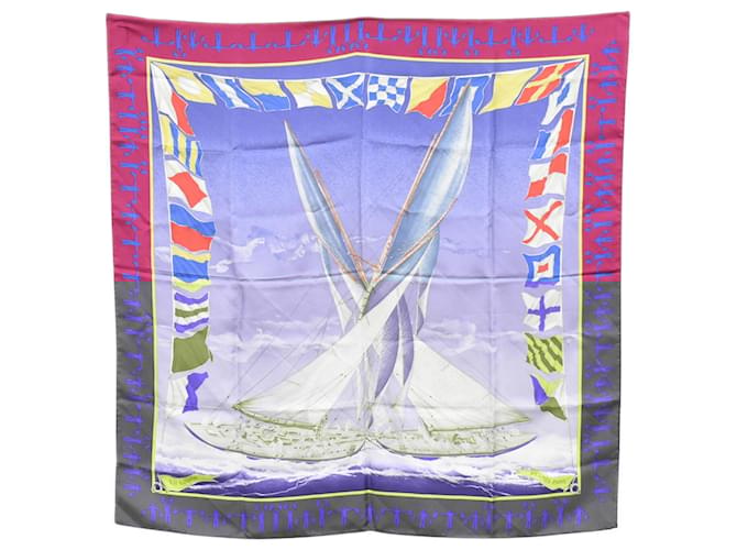 Hermès Carré 90 Purple Silk  ref.1847676