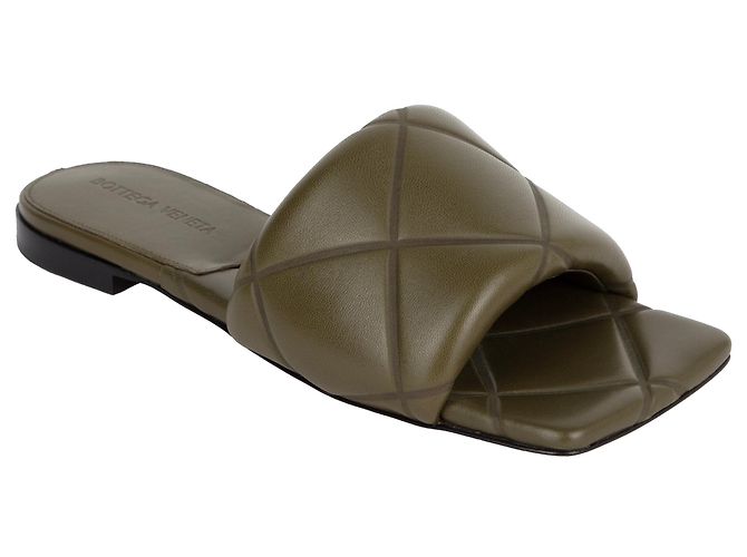 Bottega Veneta Diapositive en Caoutchouc Lido Verte Noir