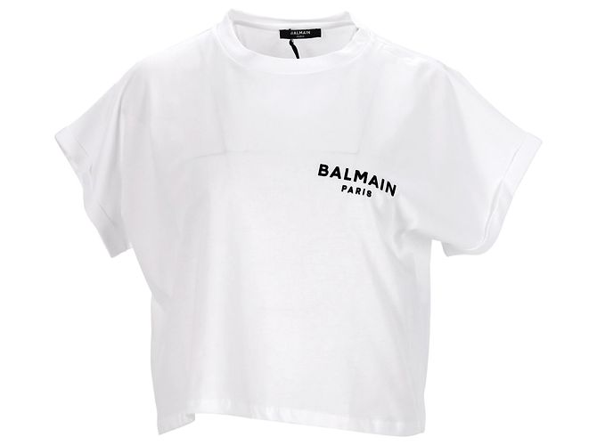 Top corto Balmain en blanco