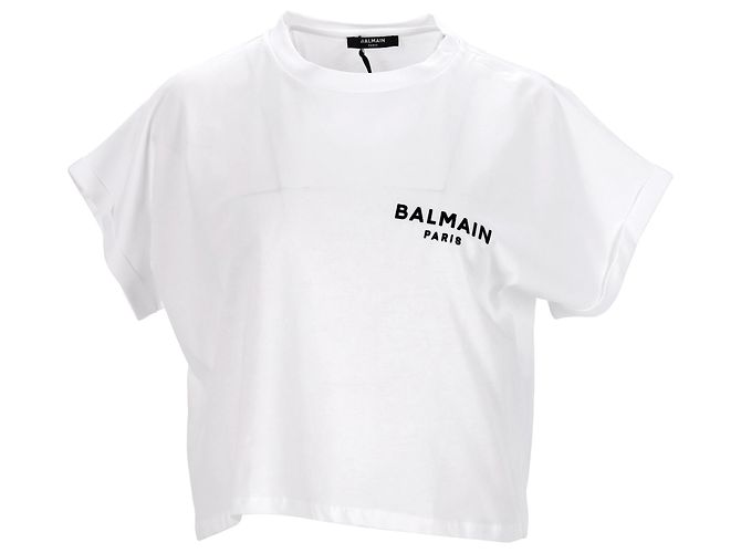 Top corto Balmain en blanco