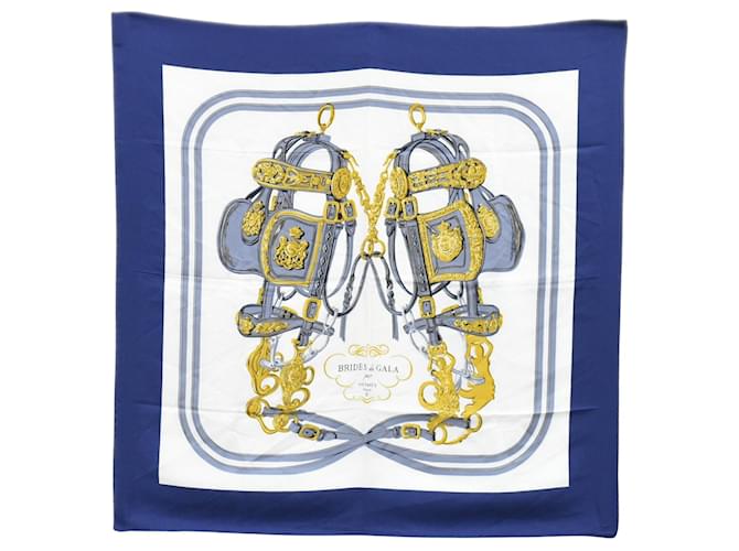 Hermès Carré 90 Navy blue Silk  ref.1848047