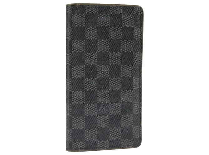 LOUIS VUITTON Cartera Larga Brazza Damier Graphite N62665 Auth 99242 Damier ebene