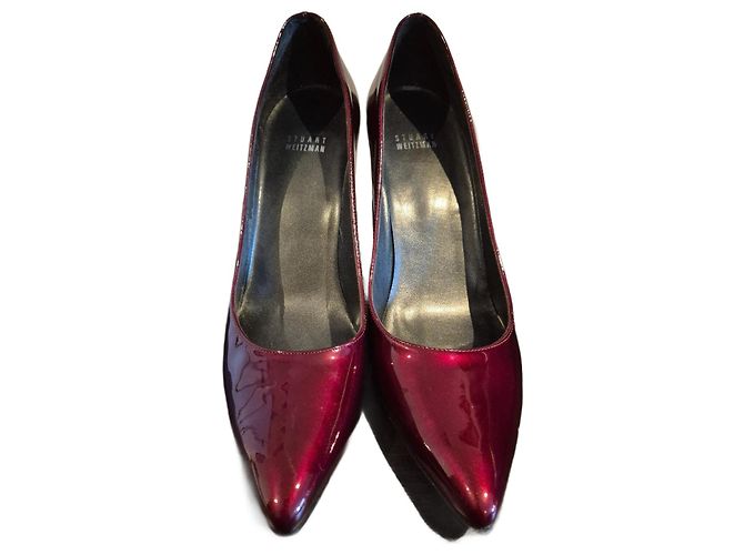 Stuart Weitzman Stiletto Heels Dark Red Patent Leather