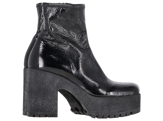 Miu Miu Stretch Platform Boots in Black Naplak Leather