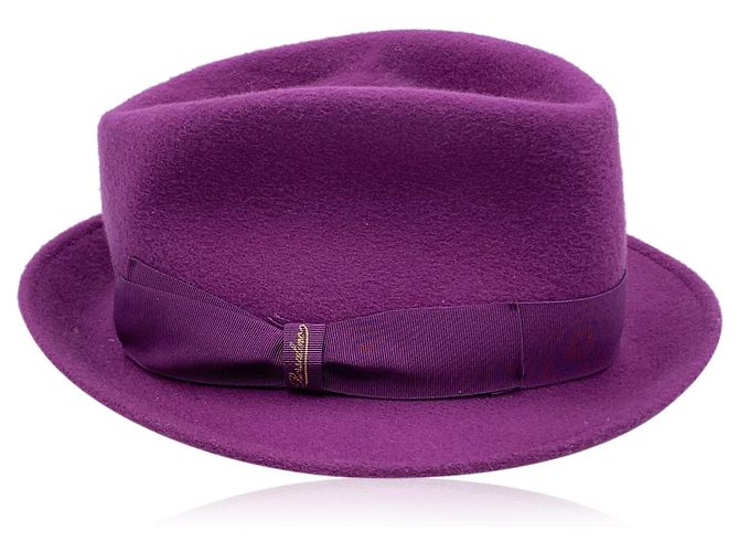 Borsalino Purple Felt Wool Hat with Ribbon One Size