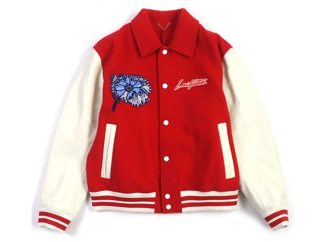 Louis Vuitton Bestickte Varsity-Jacke Rot Weiß