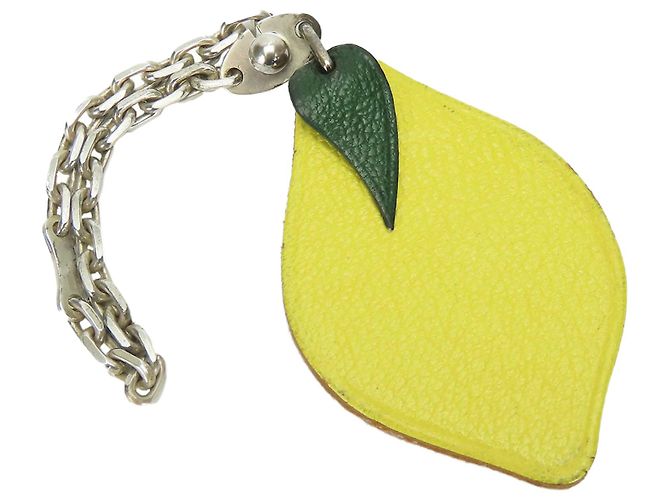 Hermès Hermes Leather Silver925 Bag Charm Lemon Key Ring Green